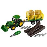 Theo Klein-3906 John deere tractór con remolque para leña y heno- juguete- Multicolor (3906)